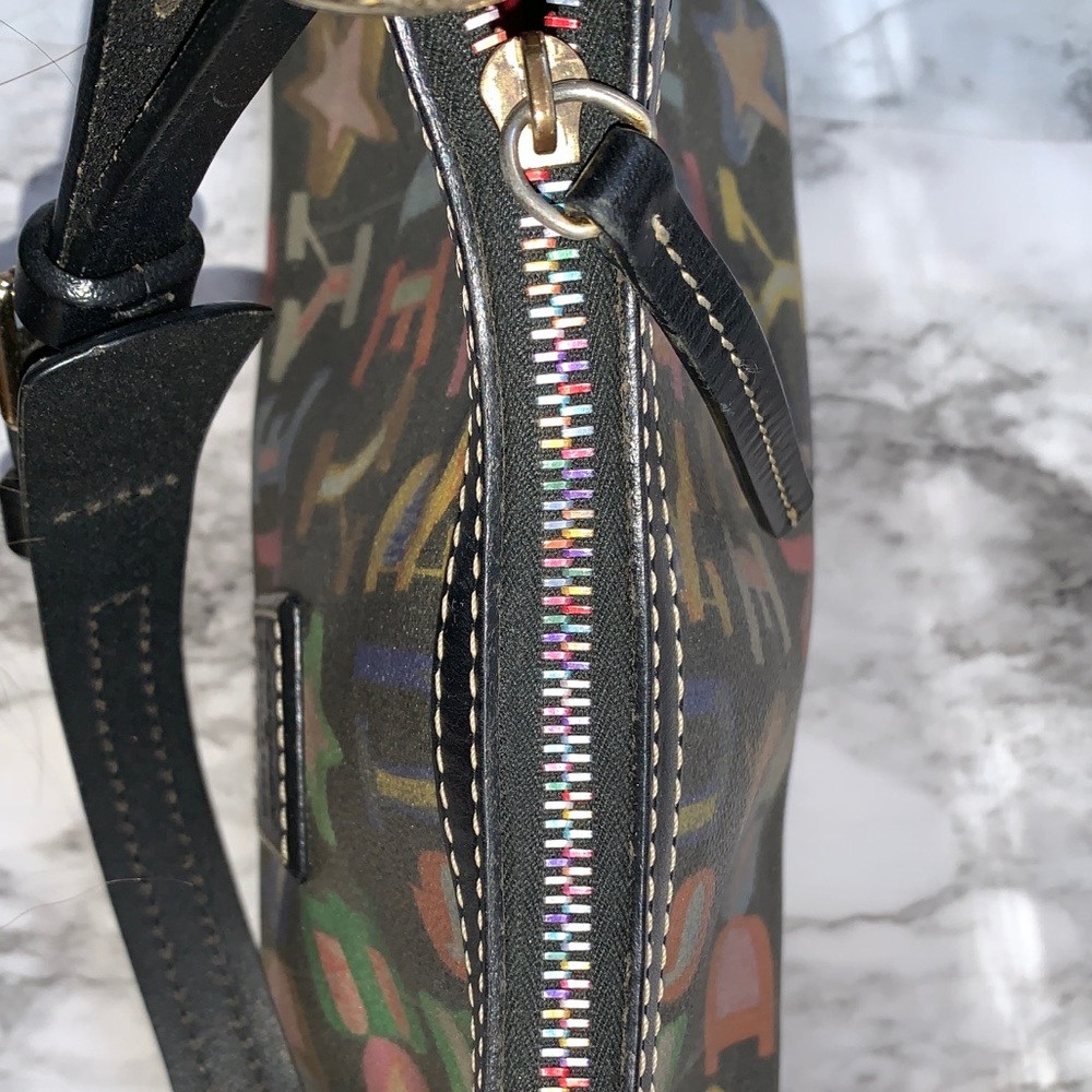 Dooney & Bourke black multicolor rainbow zip purse - Picture 3 of 5